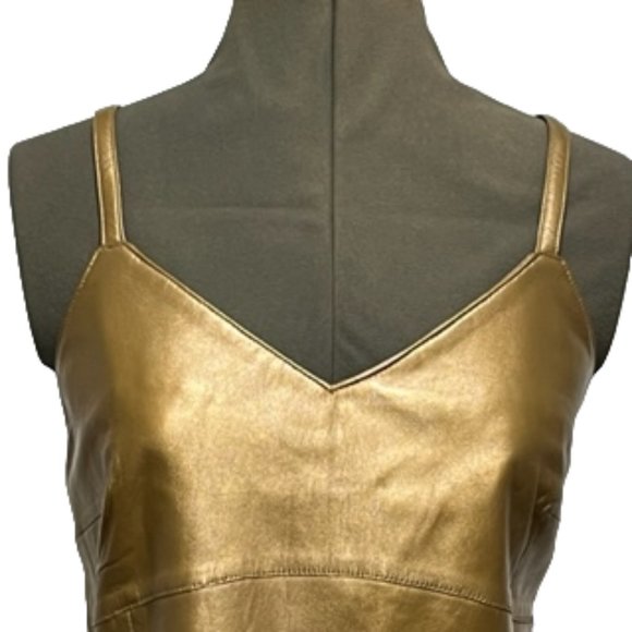 MARGARET GODFREY Gold Soft Leather Fully Lined Camisole NWT - Picture 10 of 16